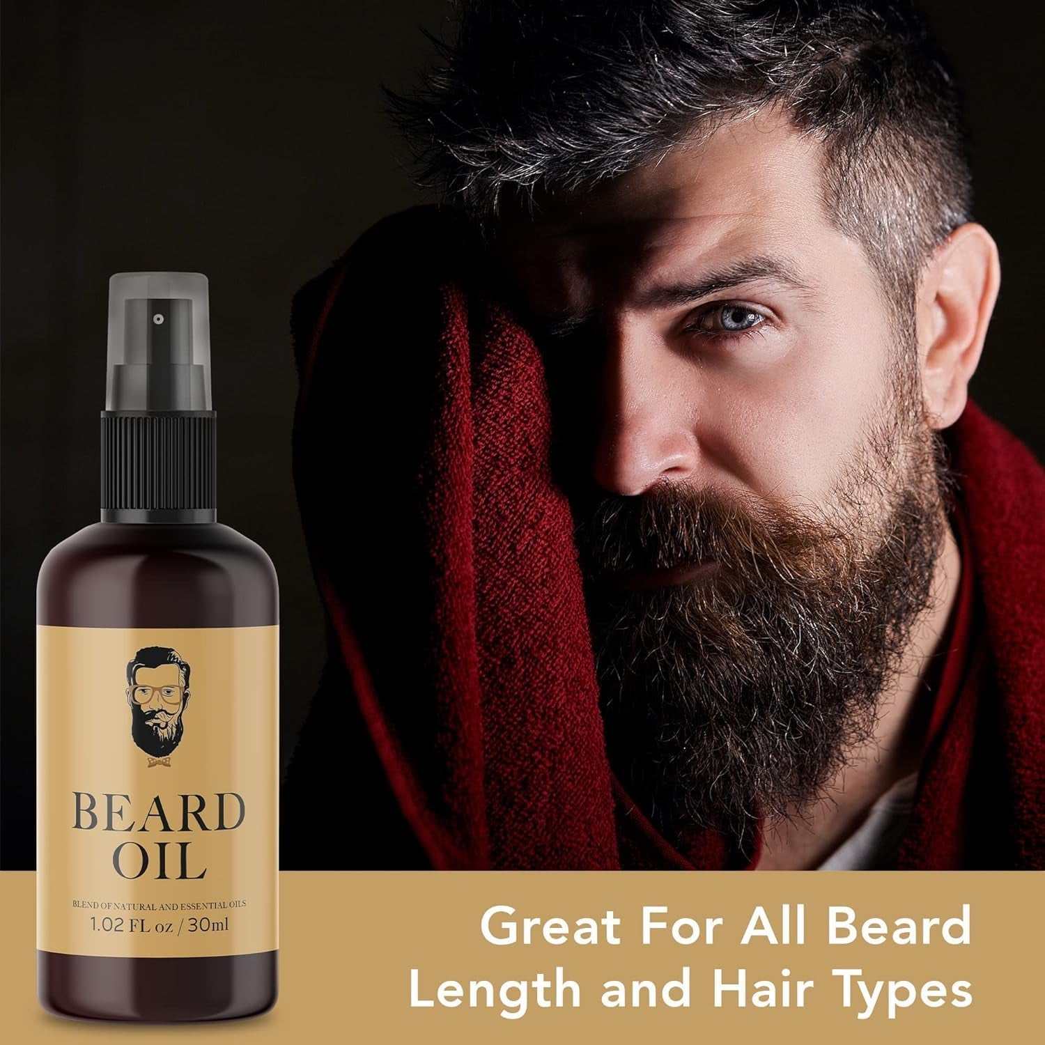 Vegan Multi-Purpose Beard Oil for Eliminating Dandruff and Impurities in Hair, 1.02 Oz