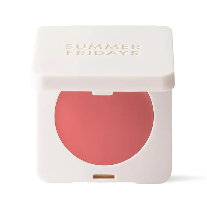 Summer Fridays Blush Butter Balm - Skincare-Infused Hydrating Cream Blush with Hyaluronic Acid, Ceramides, & Shea Butter for a Dewy Flush of Color - Cheek and Lip Tint - Soft Strawberry (0.14 Oz)