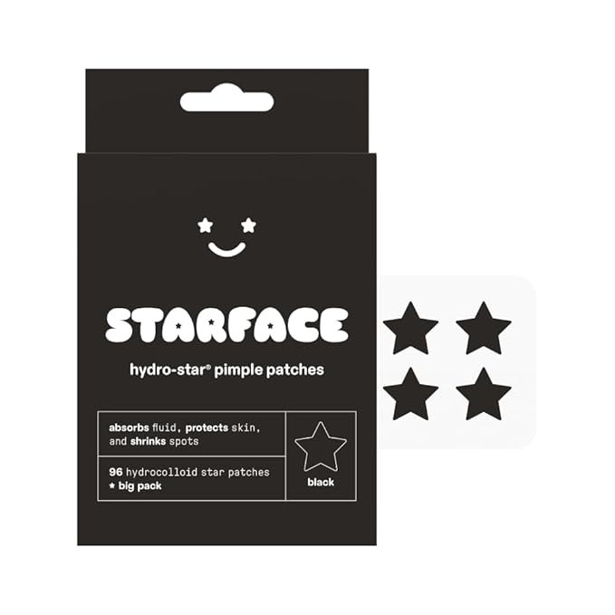 Starface Hydro-Star Black Pimple Patches BIG PACK, Hydrocolloid, Clinically Proven Spot Shrinking in 6 Hours, Absorb Fluid, Reduce Redness, Vegan, Cruelty-Free Skincare (96 Count)
