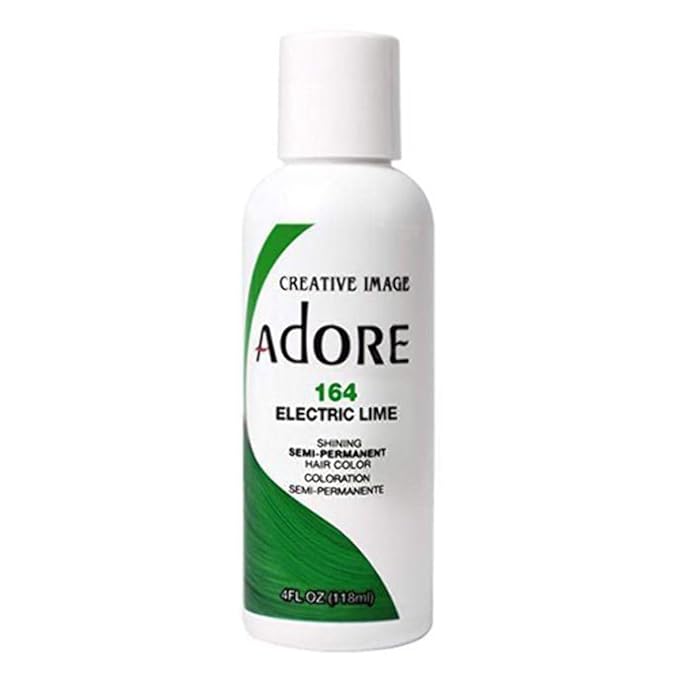 Adore Semi Permanent Hair Color (164 Electric Lime) | Vegan & Cruelty-Free Green Hair Dye | No Ammonia, No Peroxide, No Alcohol | 4 Fl Oz