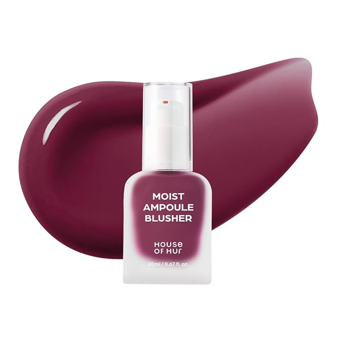 House of Hur Moist Ampoule Blusher with 50% Moisture Essence | Hydrating & Long-Lasting Blush | 0.68fl.oz (9 Shades) (Berry Purple)
