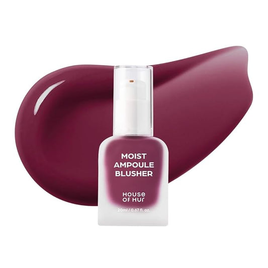 House of Hur Moist Ampoule Blusher with 50% Moisture Essence | Hydrating & Long-Lasting Blush | 0.68fl.oz (9 Shades) (Berry Purple)