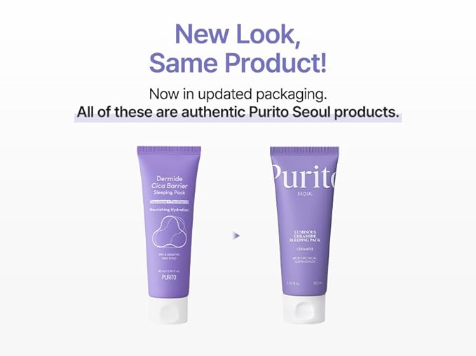 PURITO Luminous Ceramide Sleeping Pack | Overnight Recovery Cream with Five Ceramides for Dry & Sensitive Skin | Ceramide, Hydration Lock | Vegan & Cruelty-Free, Korean Skincare, 100mL / 3.38 fl.oz