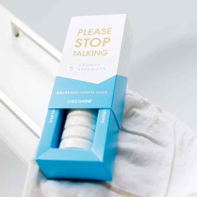 Aromatherapy Shower Steamers - Please Stop Talking - BlackBerry Vanilla Musk, Set of 8 - Vegan, Cruelty-Free, Made in USA - Paraben, Sulfate & Phthalate-Free - Funny Self Care Gift