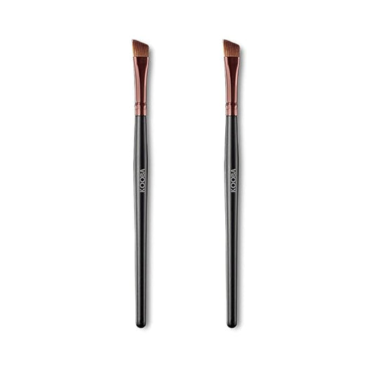 OWLFAVO Makeup Angle Eyeliner Kabuki Brush 2 Pcs - Portable Eye Powder Foundation Brush, Beauty Cosmetic Tool for Professional and Travel, Pack of 2
