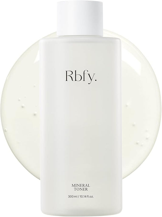 Rbfy Mineral Toner - Low-Irritant Face Toner Essence for Hydration, Soothing & Refined Skin with 50,000ppm Nutrient-Rich Mineral Water, Hyaluronic Acid | Vegan Korean Skincare (10.14 fl oz)