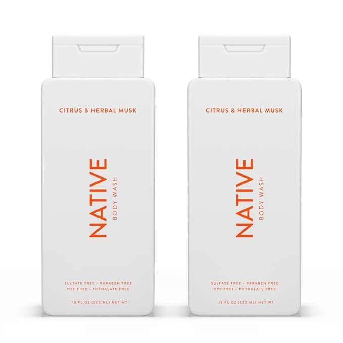 Native Body Wash Contains Naturally Derived Ingredients | For Women & Men, Sulfate, Paraben, & Dye Free Leaving Skin Soft and Hydrated | Citrus & Herbal Musk 18 oz