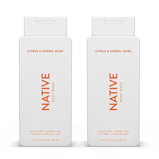 Native Body Wash Contains Naturally Derived Ingredients | For Women & Men, Sulfate, Paraben, & Dye Free Leaving Skin Soft and Hydrated | Citrus & Herbal Musk 18 oz