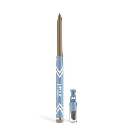 PRIME PROMETICS PrimeEyes Glide Eyeliner for Mature Women – Waterproof, Long-Stay and Mess-Proof – Gel Creme Texture, Discreet Sharpener and Effective Smudger (Golden Metallic)