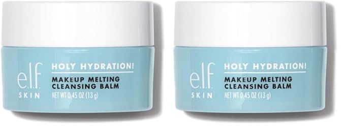 e.l.f. SKIN Mini Holy Hydration! Makeup Melting Cleansing Balm,Face Cleanser & Makeup Remover,Infused with Hyaluronic Acid to Hydrate Skin,0.45 Oz,(Pack of 2)