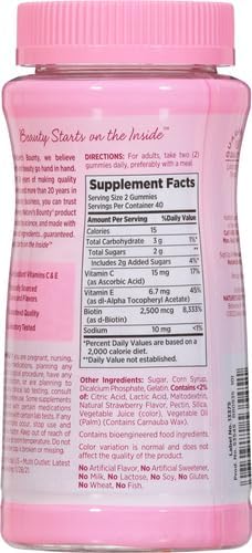 Nature's Bounty Optimal Solutions Hair,Skin & Nails Vitamin Gummies with Biotin,2500 mcg,Strawberry,80 Count (Pack of 3)