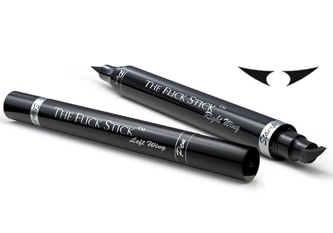 The Flick Stick Winged Eyeliner Stamp For Quick and Easy Cat Eye Makeup, SmudgeProof & Waterpoof Eye Liner Cat Eye Stencil Makeup Tool, Wingliner, Liquid Pens (Triple Pack Combo, Midnight Black)