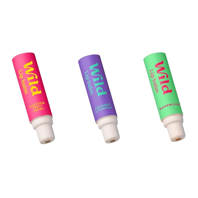 Wild - Refillable Lip Balm - 3 Pack of Lip Balm Refills in a Variety of Scents - Includes Coconut & Vanilla, Passionfruit Swirl & Watermelon Flavors - Beeswax Free