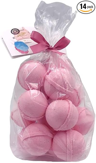 Bath Bombs 14 Set 1 oz/ea, Natural & Organic USA Handmade | Infused Essential Oils | Skin-Nourishing, Shea & Coco Butter | Perfect Spa Gift | Vegan & Cruelty-Free, Skin Friendly - Cotton Candy