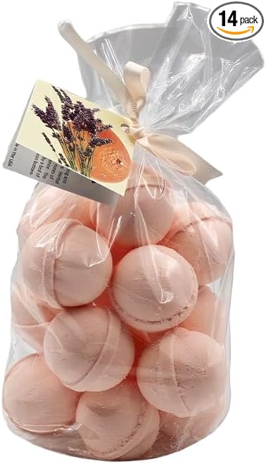 Bath Bombs 14 Set 1 oz/ea, Natural and Organic, USA Handmade | Aromatic Bath Fizzies, Stress Relief | Nourishing, Shea & Coco Butter | Gift Idea | Vegan & Cruelty-Free - Clementine Lavender