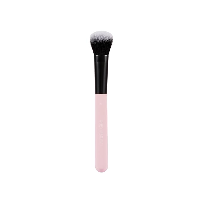 FeatherFlaw Blush Brush 020, Tapered Cheek Brush, Synthetic Vegan Bristles, Pink Wood Handle, For Blush and Highlighter Application, Pressed and Loose Powders | RUBY VIBE CO