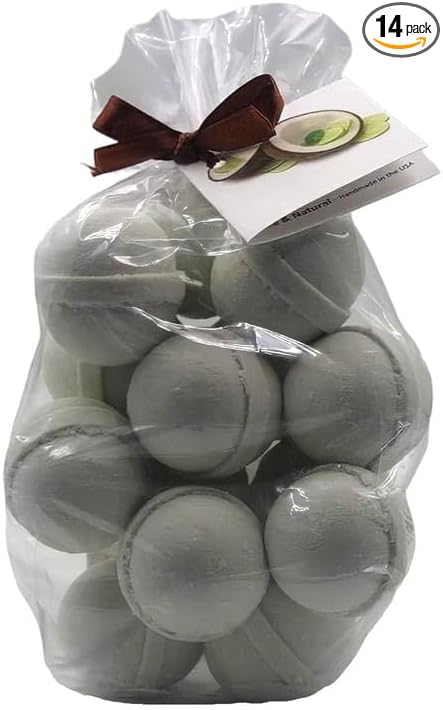 Bath Bombs 14 Set 1 oz/ea, Natural & Organic USA Handmade | Infused Essential Oils | Nourishing Shea & Coco Butter | Relaxing Aromatherapy | Vegan & Cruelty-Free, Skin Friendly - Coconut Lime Verbena