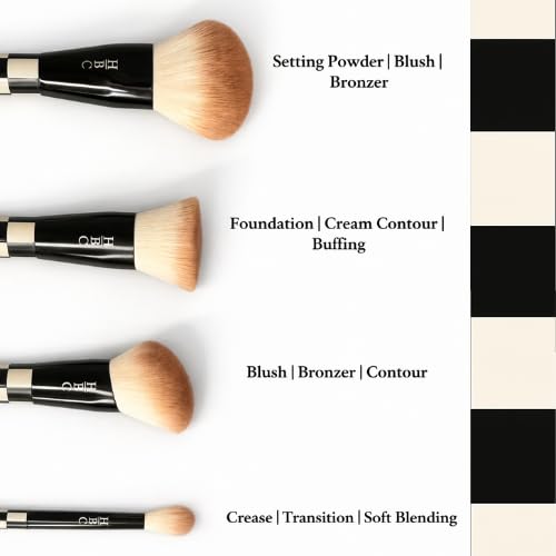 Professional Makeup Brush Set – 4 Dual-Ended Face Brushes for Foundation, Contour, Blush & Highlight