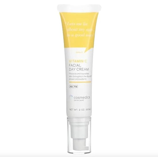 Cosmedica Skincare Vitamin C Facial Moisturizer – 15% Vitamin C Facial Day Cream - 2 ounces – Protects and nourishes skin throughout the day – Vegan, Cruelty Free Skincare