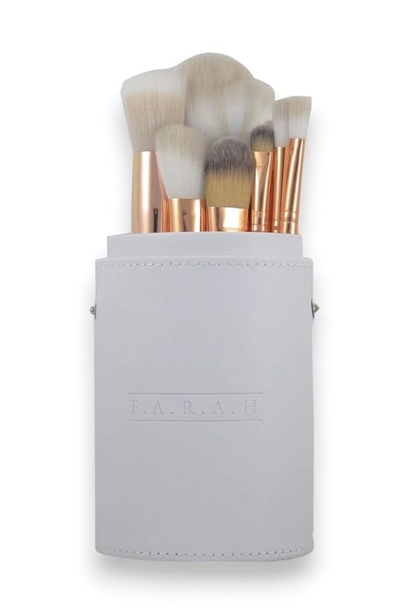Premium Makeup Brushes Foundation Face Eyeshadows Powder Concealers Blush Eye Shadows Eyeliner Cosmetic Blending Soft Synthetic Brush Kit 12 Pcs Set with Rose Gold Case by F.A.R.A.H