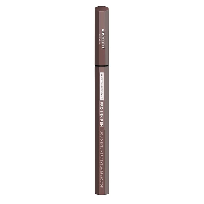 Absolute New York Pro Ink Eyeliner; Rich and Fluid, Effortlessly Glides a Flake, Smudge and Transfer-Resistant Vegan Formula (MEIP03 Dark Brown)