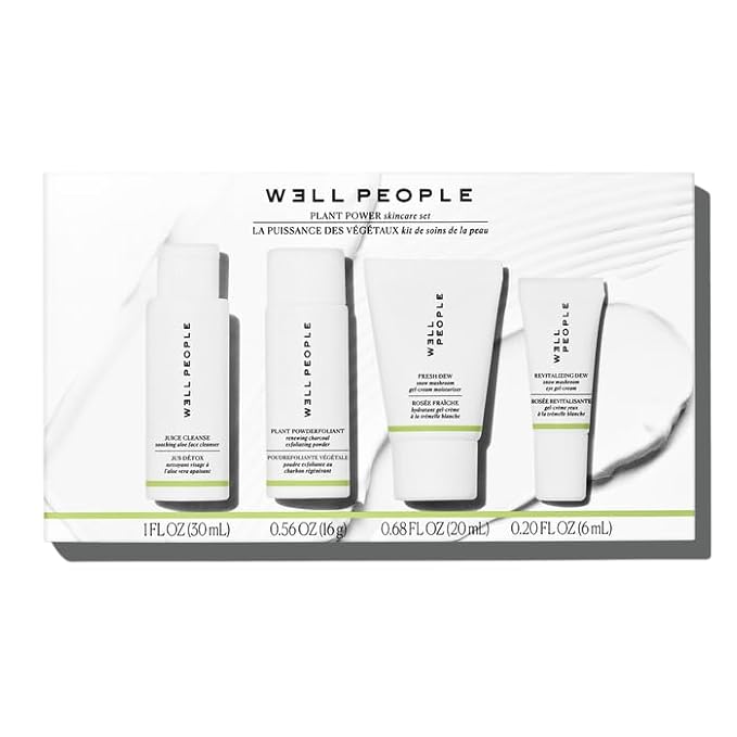 Well People Plant Power Skincare Starter Mini Set, Step-by-Step Skincare Kit For Cleansing, Hydrating, Exfoliating & Nourishing, Vegan & Cruelty-free (Pack of 2)