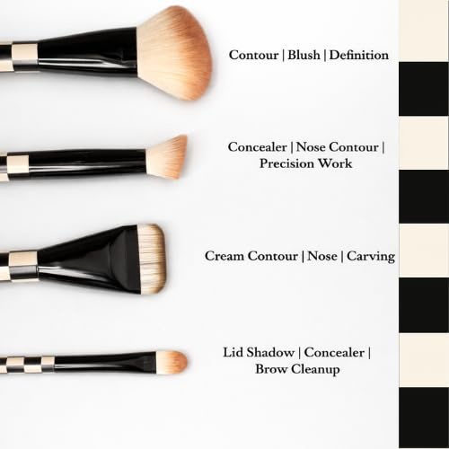 Professional Makeup Brush Set – 4 Dual-Ended Face Brushes for Foundation, Contour, Blush & Highlight