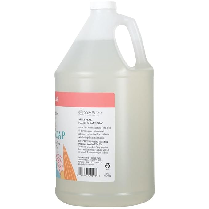 Ginger Lily Farms Botanicals All-Purpose Foaming Hand Soap Refill, 100% Vegan & Cruelty-Free, Apple Pear Scent, 1 Gallon (Pack of 4)