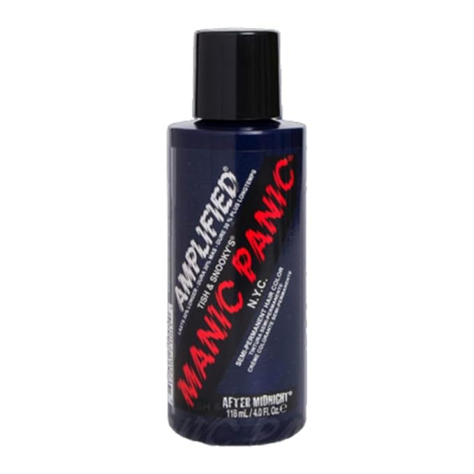MANIC PANIC After Midnight Hair Color - Amplified - Semi Permanent Hair Dye - Dark Navy Blue - Green Undertones - For Dark & Light Hair - Vegan, PPD & Ammonia-Free - For Coloring Hair on Women & Men