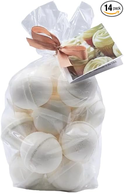 Bath Bombs 14 Set 1 oz/ea, USA Handmade | Shea & Coco Butter | Moisturizng | Birthday Gift Idea | Natural Ingredients | Vegan & Cruelty Free | Aromatheraphy - French Vanilla & Amber