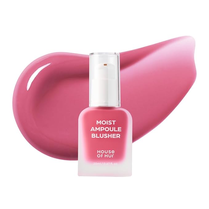 House of Hur Moist Ampoule Blusher with 50% Moisture Essence | Hydrating & Long-Lasting Blush | 0.68fl.oz (9 Shades) (Pink Rosie)