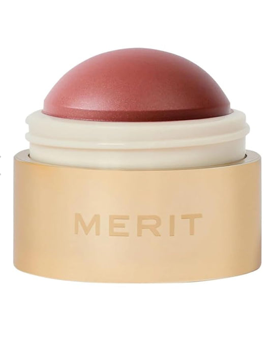 Merité Cheeky Cream Blush, Lightweight Buildable Color Balm with Vitamin E for Cheeks and Lips Flush Balm Cream Blush (0.31oz) (Cheeky - Cool Pink)