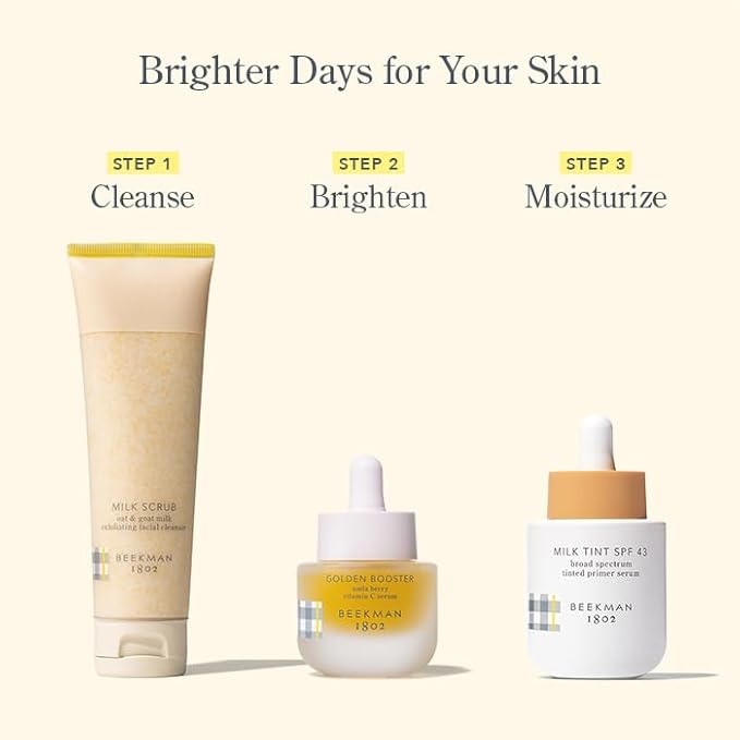 Beekman 1802 Golden Booster Amla Berry Face Serum – Plant-Based Vitamin C Alternative – Brightening & Tone-Evening Serum – Helps Reduce the Look of Dark Spots – Sensitive Skin Safe – 0.5 fl oz