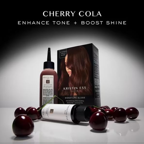 Kristin Ess Hair Gloss in Cherry Cola Warm Red Brown - 4 Wk Semi Permanent Hair Dye Glaze - Color Depositing Conditioner & Brassy Toner for Vibrant Color, Shine + Gloss, Vegan, Silicone & Ammonia Free