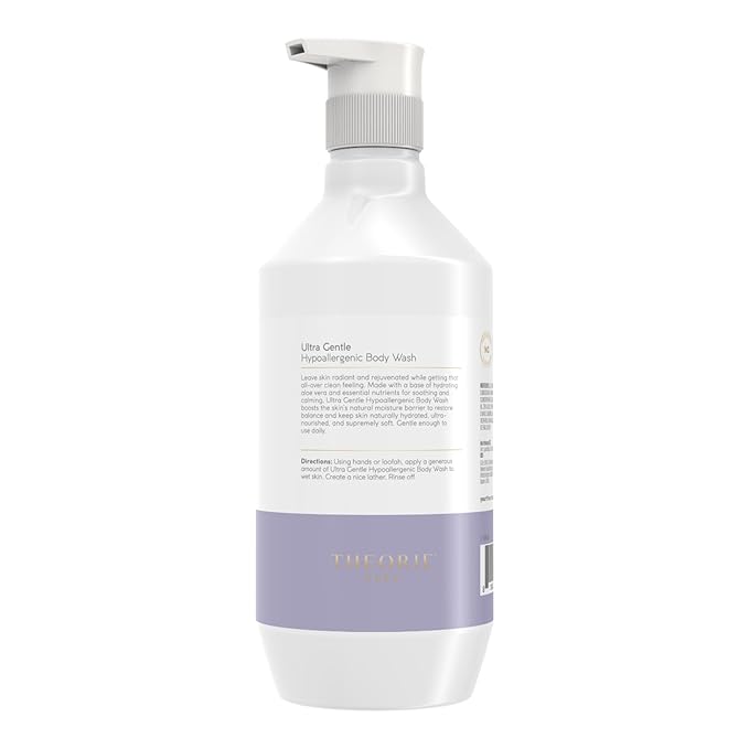 Theorie Hypoallergenic Body Wash - Made With Aloe Vera, Argan Oil, Sesame Oil & Marula Oil - Fragrance-Free - Suited for All Skin Types - Pump Bottle 500mL