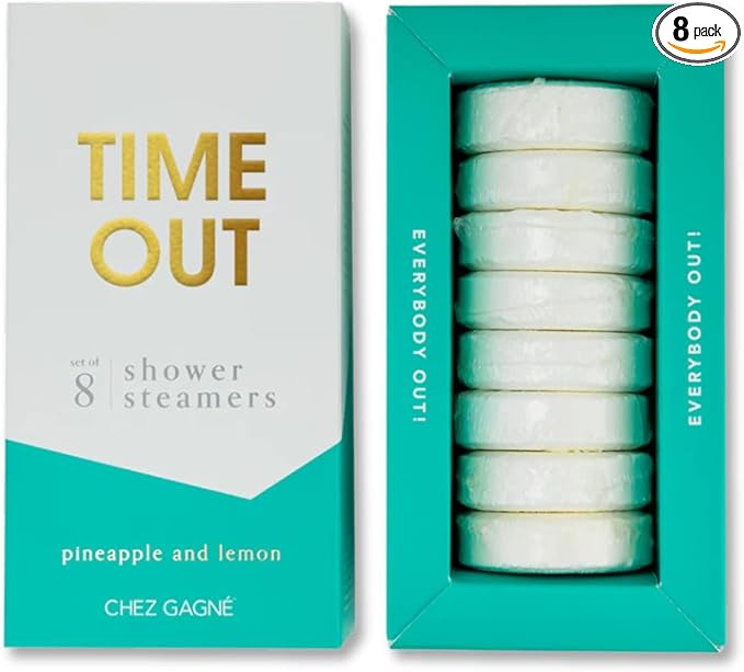 Aromatherapy Shower Steamers - Time Out - Pineapple Lemon, Set of 8 - Vegan, Cruelty-Free, Made in USA - Paraben, Sulfate & Phthalate-Free - Funny Self Care Gift