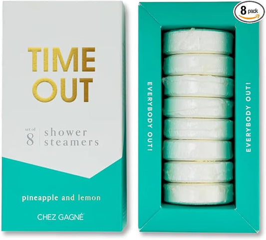 Aromatherapy Shower Steamers - Time Out - Pineapple Lemon, Set of 8 - Vegan, Cruelty-Free, Made in USA - Paraben, Sulfate & Phthalate-Free - Funny Self Care Gift