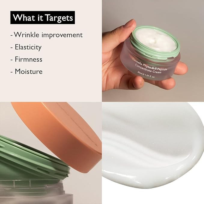 HARUHARU wonder Centella Phyto & 5 Peptide Concentrate Cream, Daily & Night Cream, Nourishing, Wrinkles improvement for all skin types, Vegan, Cruelty-Free, Korean Skincare, 1.01 fl. Oz