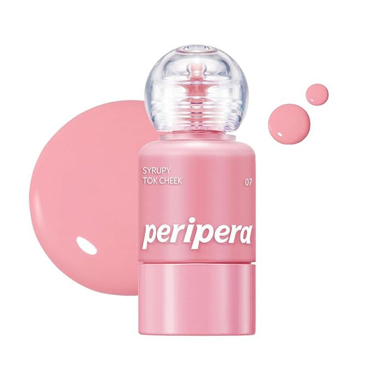 PERIPERA SYRUPY TOK CHEEK 15 Colors, Liquid Blush, Dewy Finish and Hydrates All day, Soft Velvet Texture Face Cheek Tint (07 AIRY PINK)