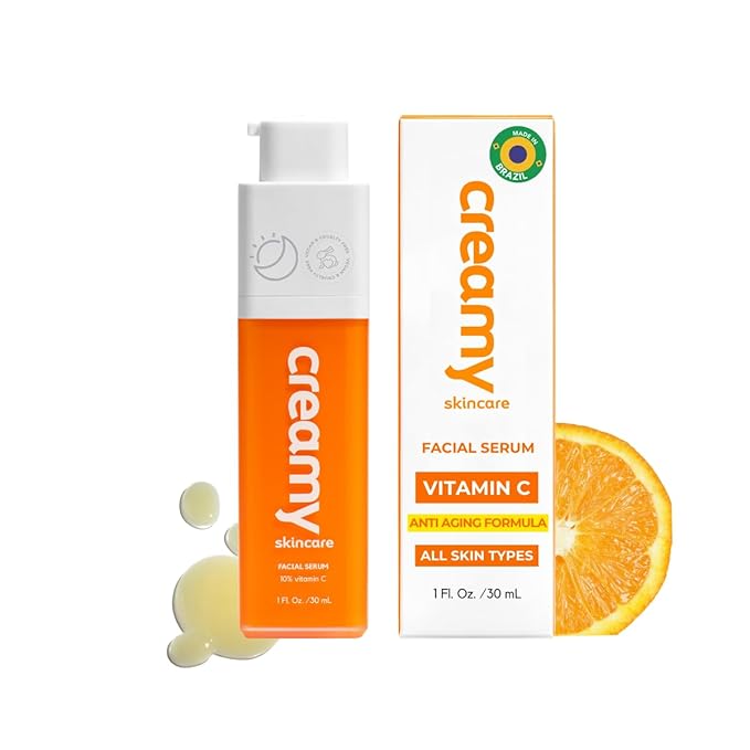 Creamy Vitamin C Face Serum, 10% Vitamin C, Serum for Glowing and Radiant Skin, Even Skin Tone, Prevent Premature Aging, All Skin Types, 1 fl oz/30mL