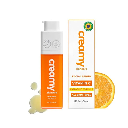 Creamy Vitamin C Face Serum, 10% Vitamin C, Serum for Glowing and Radiant Skin, Even Skin Tone, Prevent Premature Aging, All Skin Types, 1 fl oz/30mL