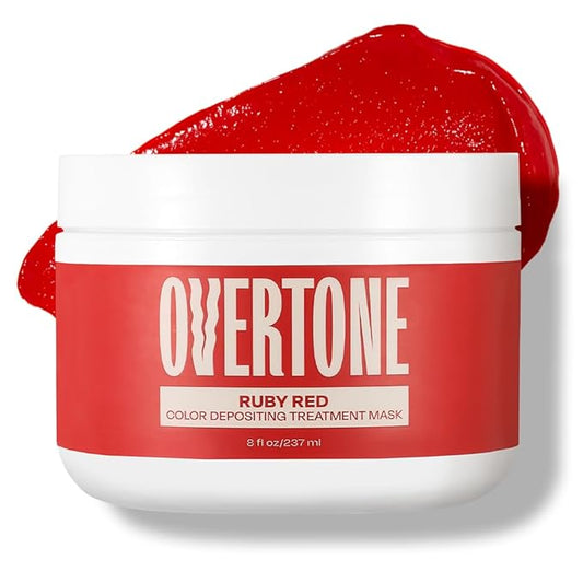 Overtone Semi Permanent Hair Color Conditioner, Ruby Red, 8 oz, Nourishing, Damage-Free, Color Depositing Mask for All Hair Types with Shea Butter & Coconut Oil, Vegan & Cruelty-Free