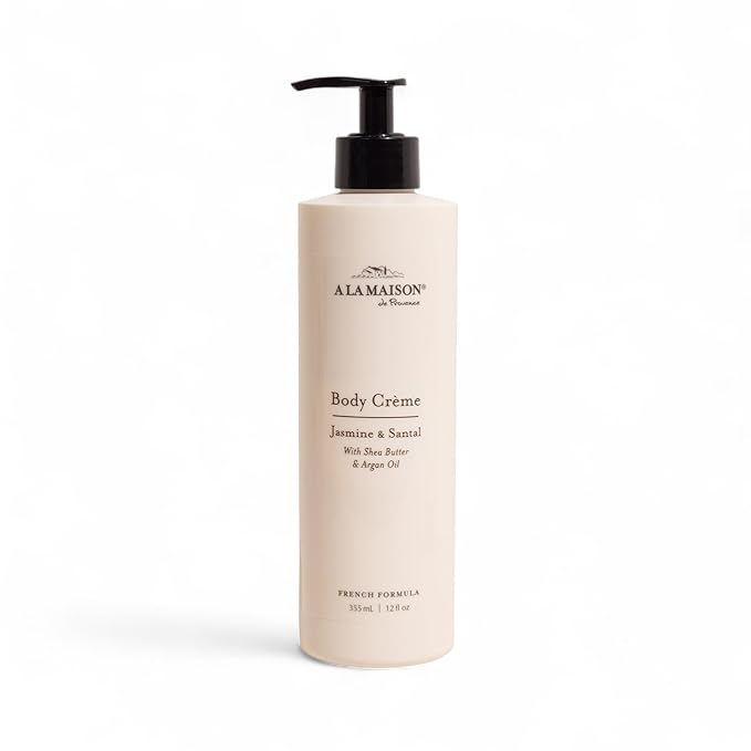 A LA MAISON Body Crème – Jasmine & Santal – Shea Butter Body Lotion with Argan & Avocado Oils – Rich, Nourishing French Formula for Dry Skin – 12 oz – Amber Collection