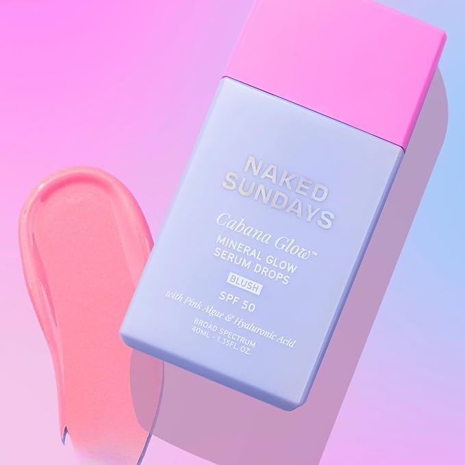 Naked Sundays CabanaGlow SPF 50 Blush – Cream Blush Serum Sunscreen with Non-Nano Zinc, Hydrating Skincare Actives & Luminous Glow Finish