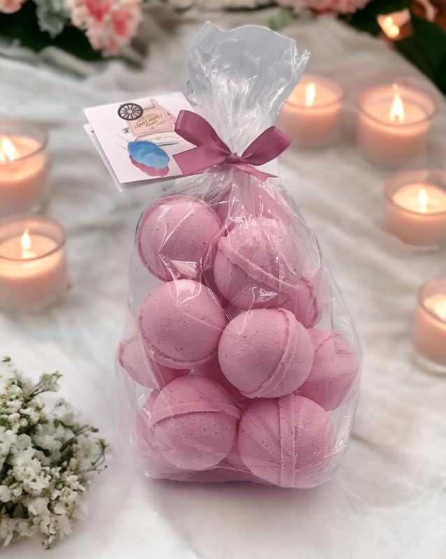Bath Bombs 14 Set 1 oz/ea, Natural & Organic USA Handmade | Infused Essential Oils | Skin-Nourishing, Shea & Coco Butter | Perfect Spa Gift | Vegan & Cruelty-Free, Skin Friendly - Cotton Candy
