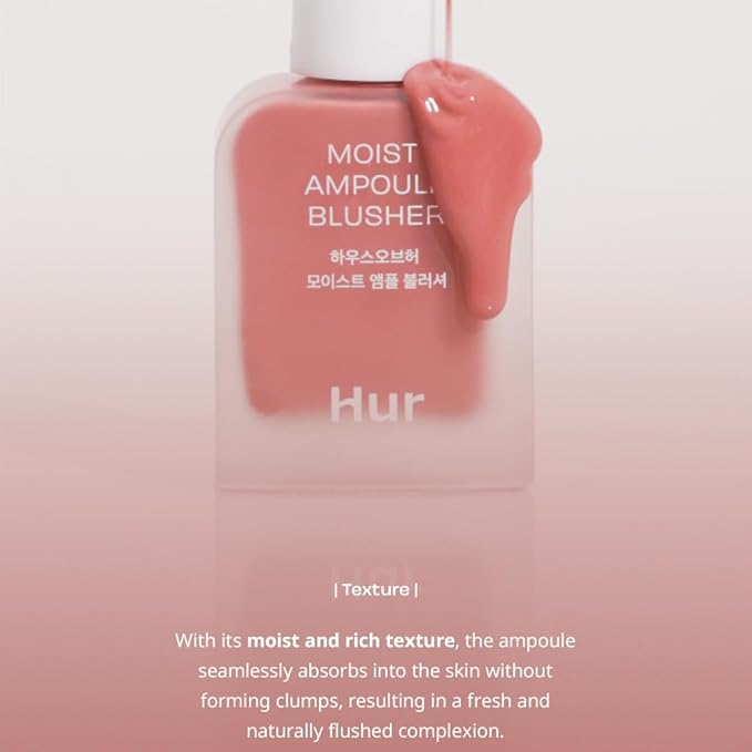House of Hur Moist Ampoule Blusher, Buildable Water-based Formula, Infused with over 50% moisture essence, no tackiness, long-lasting moisture, weightless feel (03 Rose Brown, 20ml)