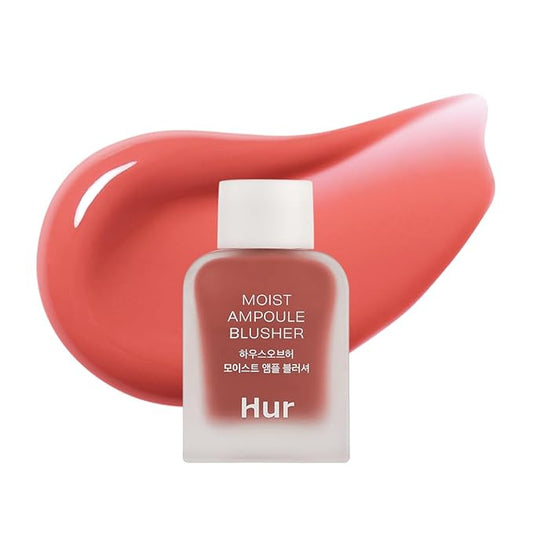 House of Hur Moist Ampoule Blusher with 50% Moisture Essence | Hydrating & Long-Lasting Blush | 0.33 fl. oz. (9 Shades) - Peach Coral