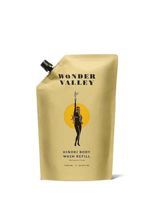 WONDER VALLEY - Hinoki Body Wash Refill | Vegan, Cruelty-Free, All Skin Types | Hydrates, Cleanses, and Microbiome-Friendly (33.8 oz | 1 L)