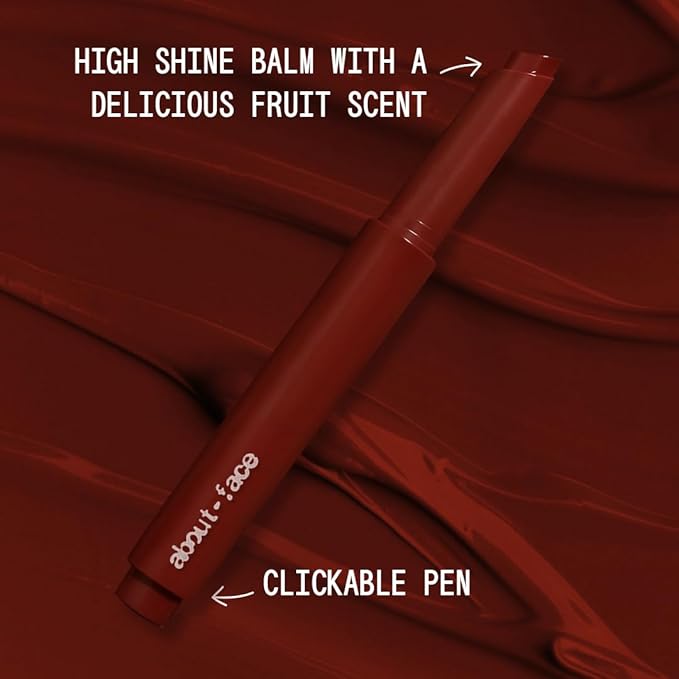 about-face Cherry Pick Lip Color Butter – High-Shine, Hydrating Lip Balm with Pomegranate Flower Extract & Cherry Butter – Vegan, Cruelty-Free, Clean Beauty – 0.06 oz (The Cranberries – Spiced Wood)