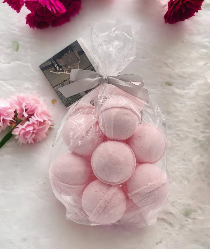 Bath Bombs 14 Set 1 oz/ea, Natural and Organic, USA Handmade | Aromatic Bath Fizzies, Stress Relief | Nourishing, Shea & Coco Butter | Gift Set | Vegan & Cruelty-Free - Raspberry Sangria